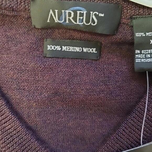 Aureus 100% Merino‎ Wool Pullover Swaeter Mens XL Preppy Academia Zinfandel - Picture 5 of 11